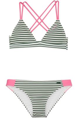 Protest gestreepte triangel bikini Kalia donkergroen/wit Protest gestreepte triangel bikini Kalia donkergroen/wit