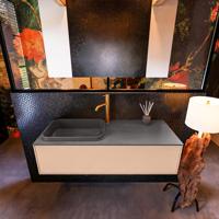 Badkamermeubelset Mondiaz Erin 120 cm met 1 Lade met RIDGE Wastafel Links Dark grey met 1 kraangat Greeploos Mat Rosee - thumbnail