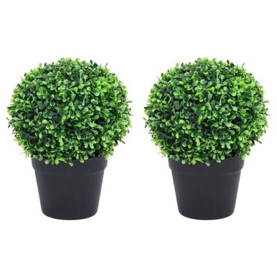 VidaXL Kunstplanten met pot 2 st buxus bolvorming 27 cm groen
