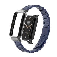 Metalen schakelband met case - Donkerblauw - Xiaomi Smart band 7 Pro - thumbnail