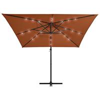 VidaXL Zweefparasol met led-verlichting 250x250 cm terracottakleurig - thumbnail
