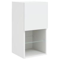 8-delige Tv-wandmeubelset met LED-verlichting bewerkt hout wit - thumbnail