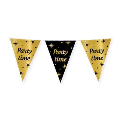Classy Vlaggenlijn Party Time Zwart/Goud (10m)