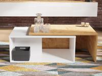 Rechthoekige salontafel KINGSTON DELUXE gouden eik/wit - thumbnail