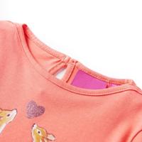 Kindershirt met lange mouwen hertenprint 128 koraalkleurig - thumbnail
