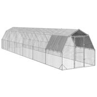 Kippenren met dak 2,5x12x2,25 m gegalvaniseerd staal - thumbnail