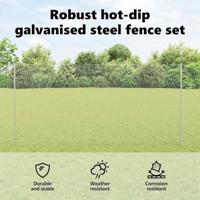 VidaXL Hek met paal zilver 1,6 x 25 m staal - thumbnail
