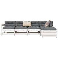5-delige Loungeset massief grenenhout wit - thumbnail
