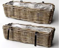 Van der Leeden Rotan balkonbak 60cm antiek grijs - thumbnail