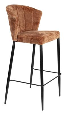 Dutchbone Barstoel 'Georgia' Chenille, kleur Terra (zithoogte 75cm)