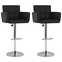 Barstoelen 2 st kunstleer zwart - thumbnail