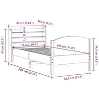 Bedframe zonder matras massief grenenhout wit 75x190 cm - thumbnail