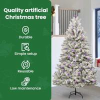 Kunstkerstboom met 300 LED Groen en Wit 240 cm PVC en Metaal - thumbnail