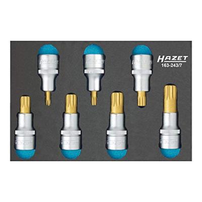 Hazet 163-243/7 Veeltand (XZN) Dopsleutel-bitinzetset 7-delig 1/2 (12.5 mm)