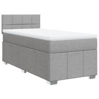 Boxspring met matras stof lichtgrijs 140x190 cm - thumbnail