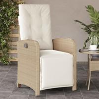 Tuinstoelen 2 st verstelbaar met voetensteun poly rattan beige - thumbnail