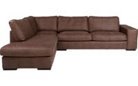 Goossens Excellent Hoekbank Morceau bruin, micro leer, 3-zits, urban industrieel met ligelement links - thumbnail