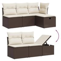 6-delige Loungeset met kussens poly rattan bruin - thumbnail