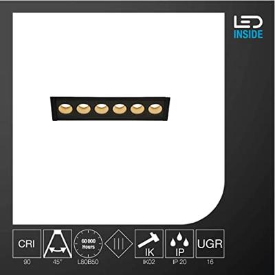 SLV 1005416 MILANDOS 6 LED-inbouwlamp LED vast ingebouwd Zwart SLV 1005416 MILANDOS 6 LED-inbouwlamp LED vast ingebouwd Zwart