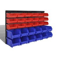 VidaXL 30-delige opbergrek voor aan de wand blauw en rood - thumbnail