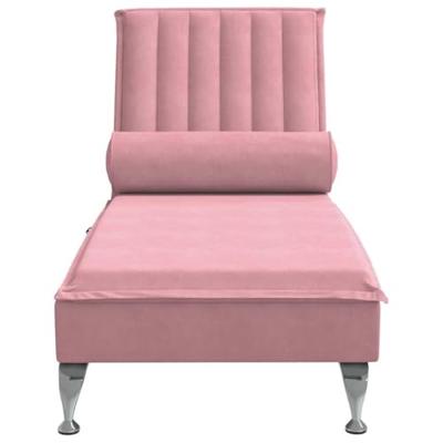 Massage chaise longue met bolster fluweel roze