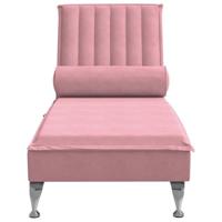 Massage chaise longue met bolster fluweel roze - thumbnail