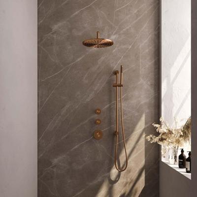 Koperen thermostatische regendouche set 16 met 30 cm douchekop en handdouche + accessoires Koperen thermostatische regendouche set 16 met 30 cm douchekop en handdouche + accessoires
