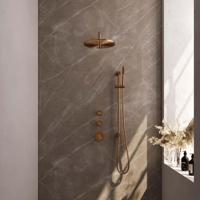 Koperen thermostatische regendouche set 16 met 30 cm douchekop en handdouche + accessoires - thumbnail