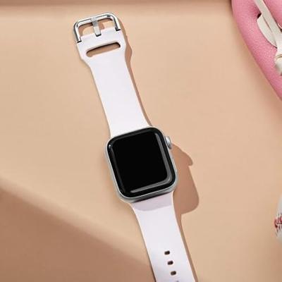 Soft siliconen bandje met gespsluiting - Wit - Geschikt voor Apple Watch 44mm / 45mm / 46mm / 49mm