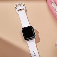Soft siliconen bandje met gespsluiting - Wit - Geschikt voor Apple Watch 44mm / 45mm / 46mm / 49mm - thumbnail