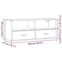 Tv-meubel 100x31x39,5 cm bewerkt hout metaal grijs sonoma eiken - thumbnail
