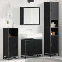 Badkamermeubelset met opslag 4 pcs Zwart eiken 65 x 33 x 60 cm - thumbnail