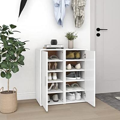 VidaXL Schoenenkasten 2 st 32x35x70 cm bewerkt hout wit VidaXL Schoenenkasten 2 st 32x35x70 cm bewerkt hout wit