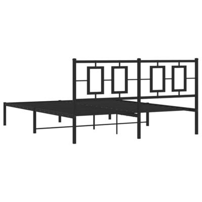 Bedframe met hoofdbord metaal zwart 150x200 cm Bedframe met hoofdbord metaal zwart 150x200 cm