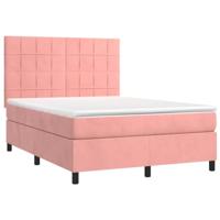 Boxspring met matras en LED fluweel roze 140x200 cm - thumbnail