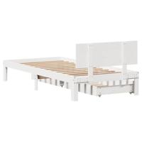 Bedframe met lades massief grenenhout wit 90x190 cm - thumbnail