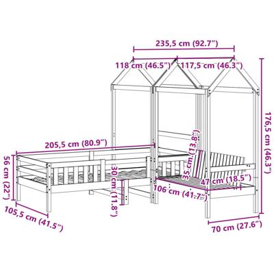 Kinderbed met huisje en bankje massief grenenhout 100x200 cm Kinderbed met huisje en bankje massief grenenhout 100x200 cm