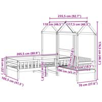 Kinderbed met huisje en bankje massief grenenhout 100x200 cm - thumbnail