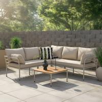 Nohr Loungeset 'Lakysha' Met hoekbank en tafel, kleur Beige - thumbnail