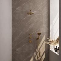 Regendoucheset Inbouw Brauer Gold Edition Thermostatisch 20 cm met Wandarm en Handdouche 3-Standen Losse Stopkranen Geborsteld Goud Brauer - thumbnail