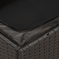 5-delige Loungeset met kussens poly rattan zwart - thumbnail