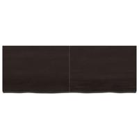 Wastafelblad 140x50x(2-6) cm behandeld massief hout donkerbruin - thumbnail