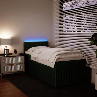 Boxspring met matras fluweel donkergroen 120x200 cm - thumbnail