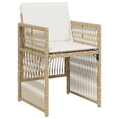 Tuinstoelen 4 st met kussens poly rattan beige - thumbnail