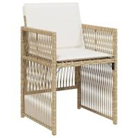 Tuinstoelen 4 st met kussens poly rattan beige - thumbnail