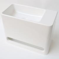 Fontein INK Hangar Rechthoek Rechts 40x22x30cm Polystone Glans Wit Zonder Kraangat met Handdoekhouder - thumbnail