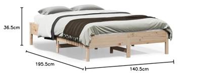 Bedframe zonder matras massief grenenhout 135x190 cm