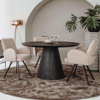 Tower Living Ronde Eettafel 'Premana' Mangohout, 150cm, kleur Zwart - thumbnail