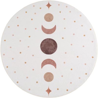 Kindervloerkleed Rond Maanfasen COCO Crème - Zacht Speelkleed voor Babykamer & Kinderkamer