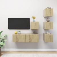5-delige Tv-meubelset bewerkt hout sonoma eikenkleurig - thumbnail